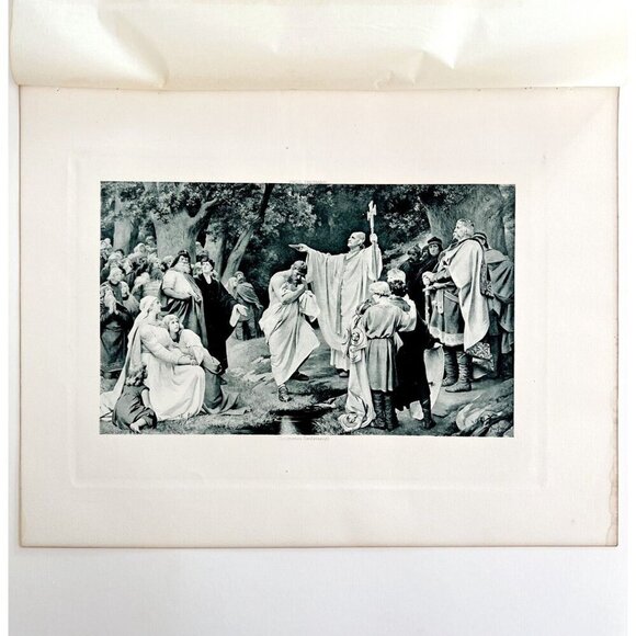 Charlemagne Witikind's Baptism Photo Gravure Victorian 1894 Art Thumann DWS11 - Picture 2 of 3